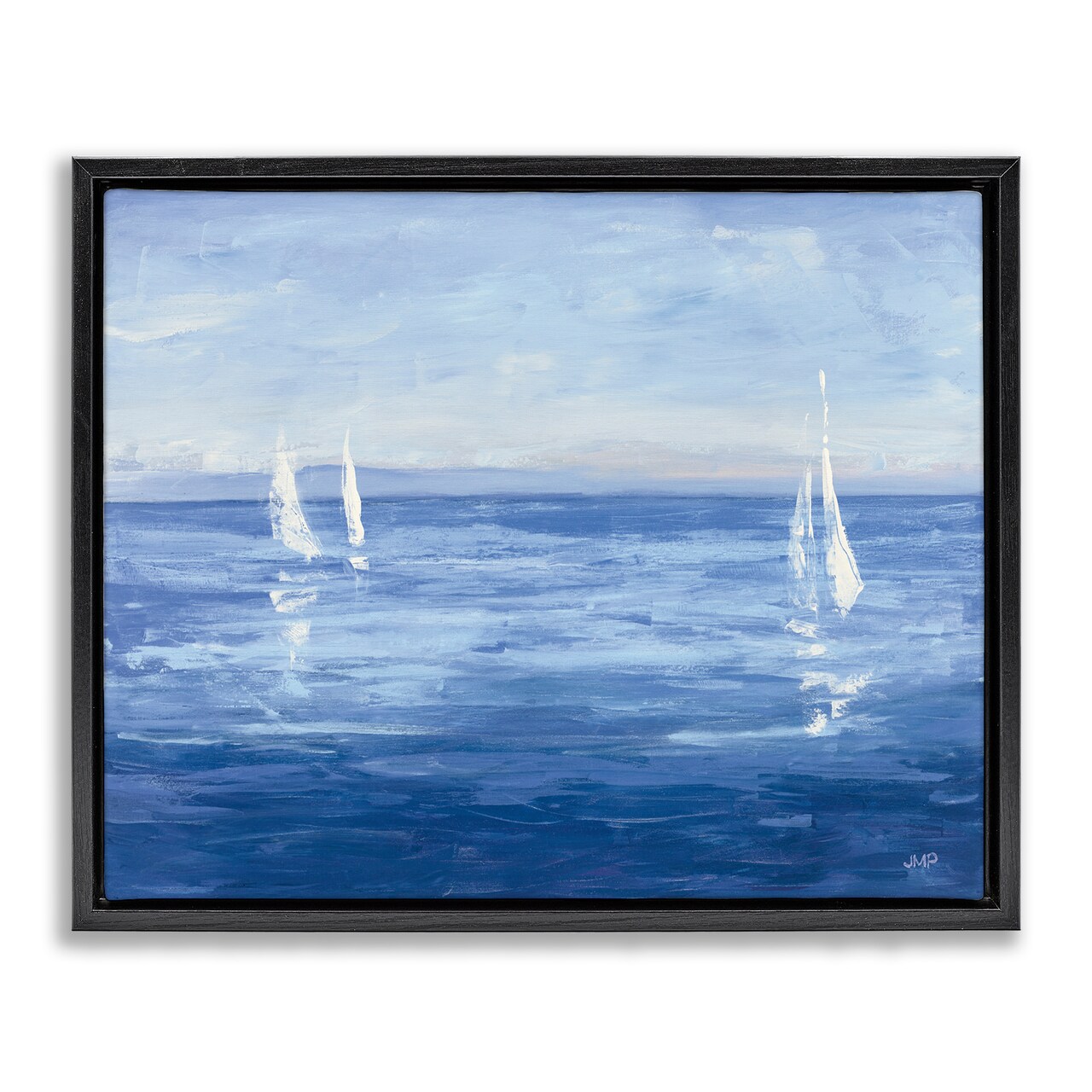 Stupell Industries Vivid Boats Open Sail Floater Framed Canvas Wall Art Design by Julia Purinton